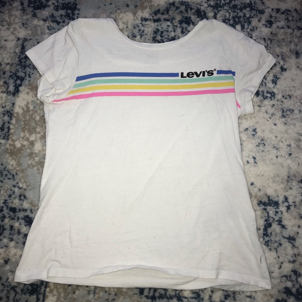 Levi’s rainbow white T-shirt. Size Medium.